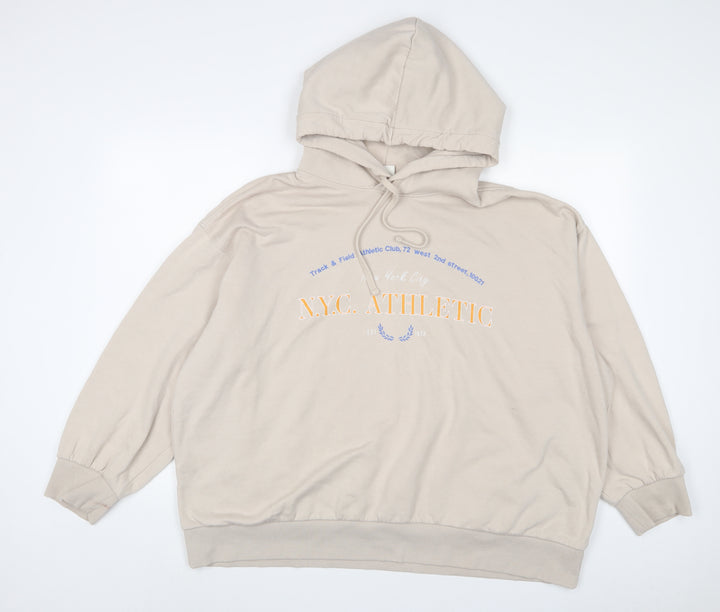 H&M Womens Beige Cotton Pullover Hoodie Size XL Pullover - N.Y.C. Ahletic