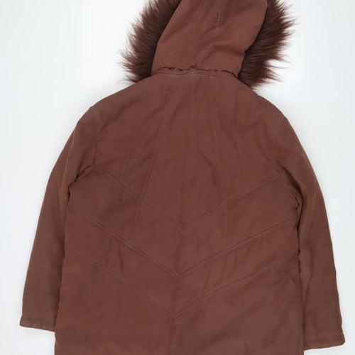 Damart Womens Brown Parka Coat Size 22 Zip