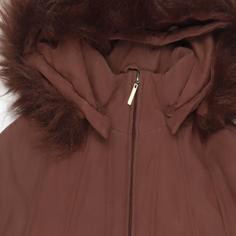 Damart Womens Brown Parka Coat Size 22 Zip