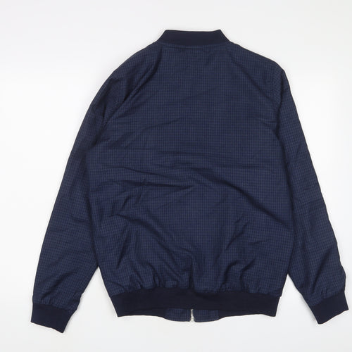 Boohoo Mens Blue Plaid Bomber Jacket Jacket Size M Zip