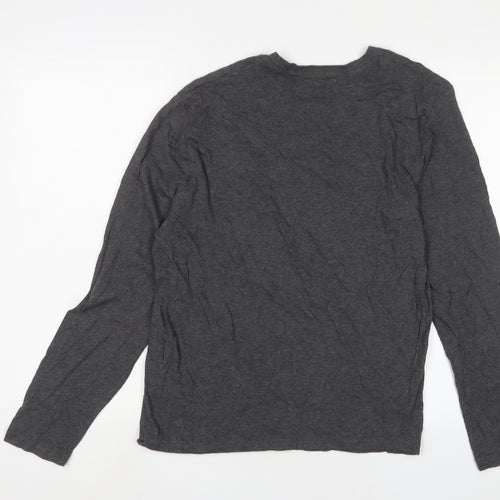 Marks and Spencer Womens Grey Solid Cotton Top Pyjama Top Size S - Embroidered