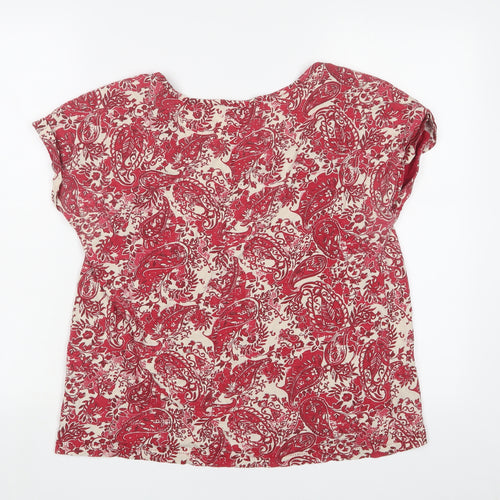 NEXT Womens Red Fair Isle Cotton Basic T-Shirt Size 12 Boat Neck - Embroidered