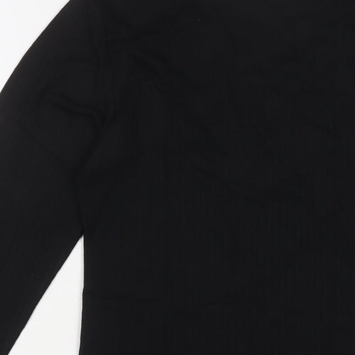 Marks and Spencer Womens Black Polyester Basic T-Shirt Size 12 Crew Neck - Thermal