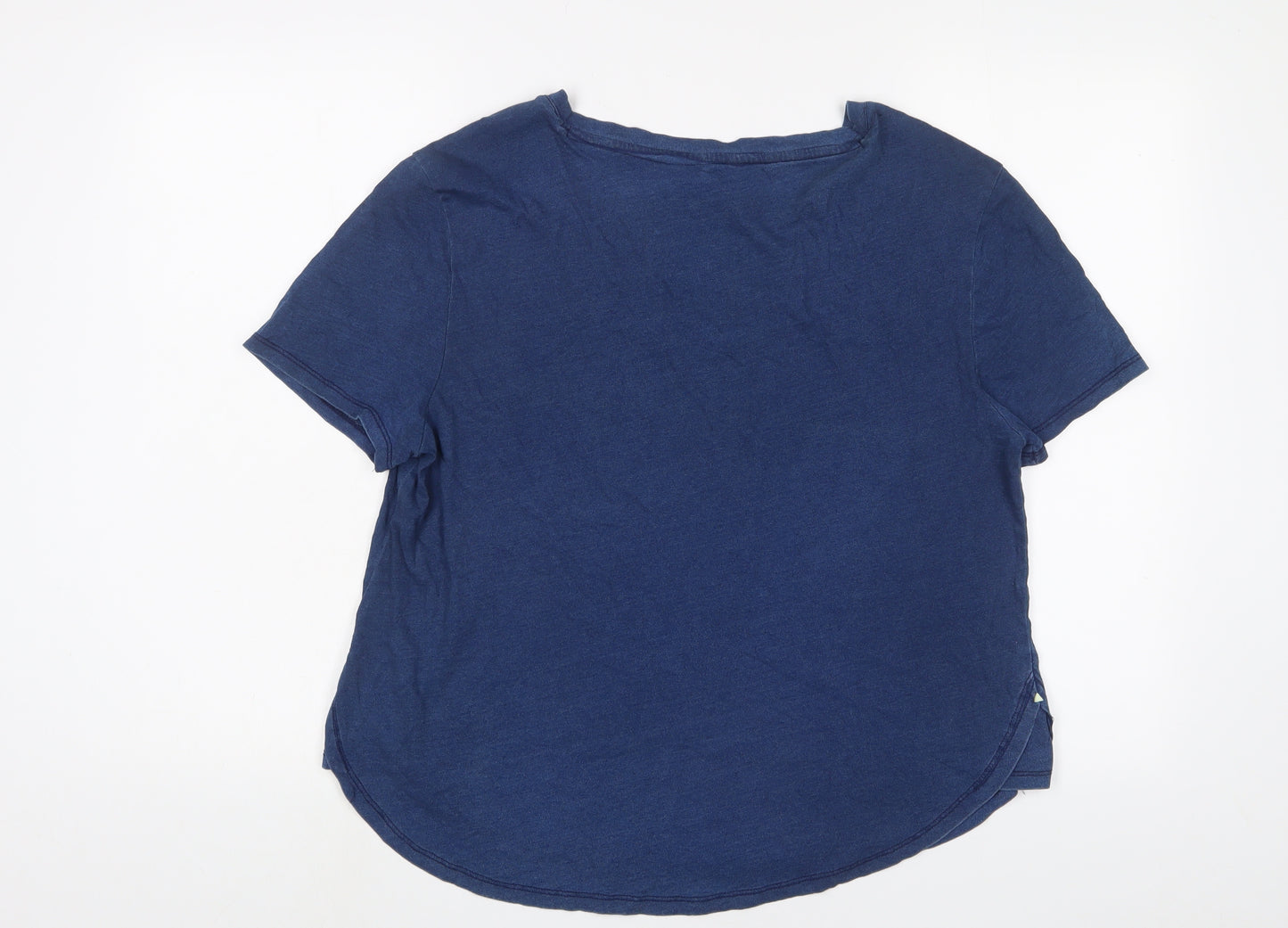 Per Una Womens Blue Cotton Basic T-Shirt Size 12 Scoop Neck