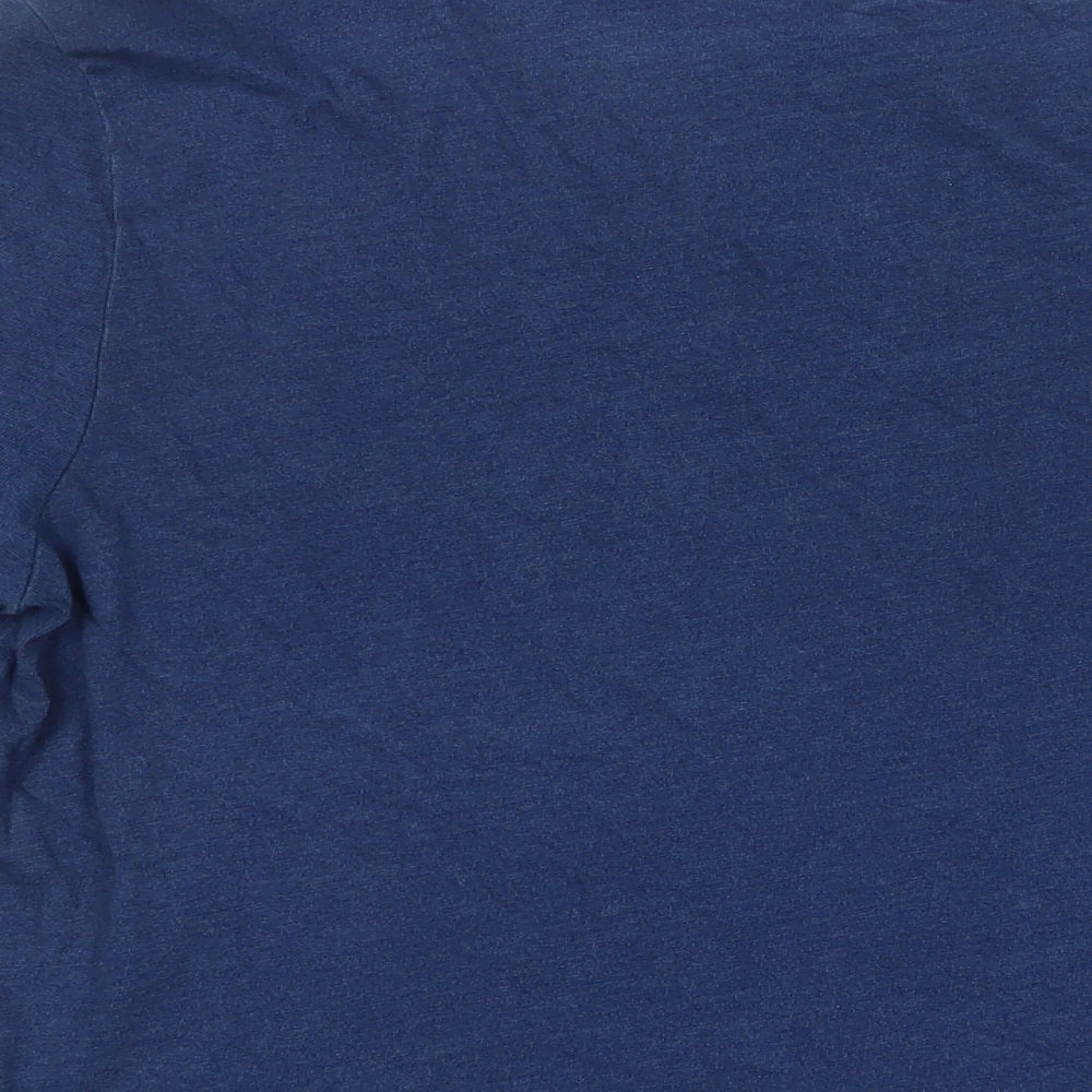 Per Una Womens Blue Cotton Basic T-Shirt Size 12 Scoop Neck