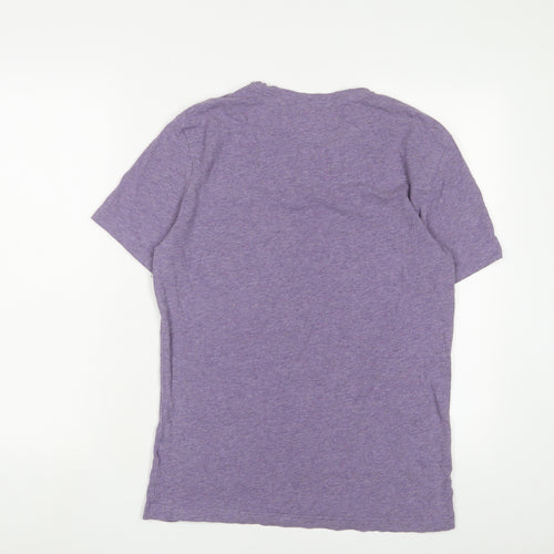 H&M Mens Purple Cotton T-Shirt Size M V-Neck