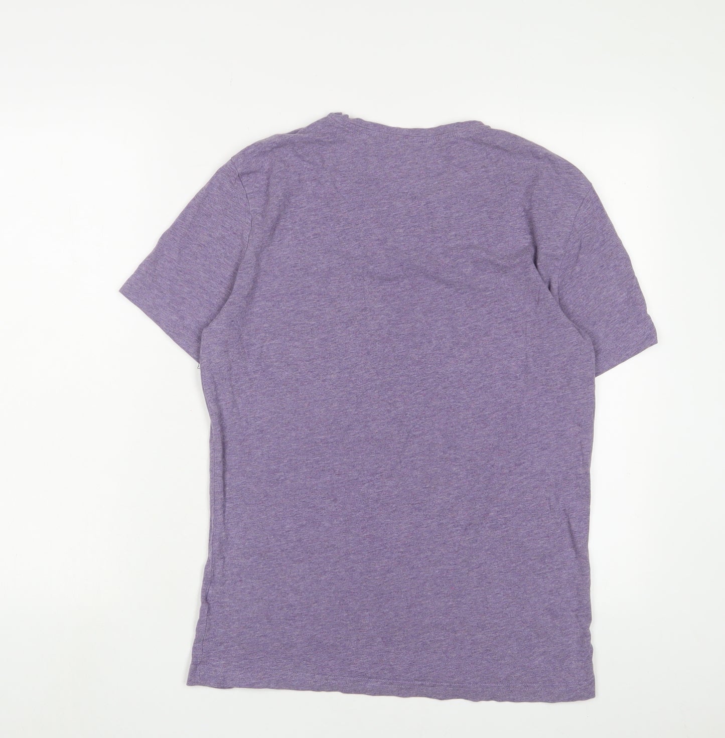 H&M Mens Purple Cotton T-Shirt Size M V-Neck