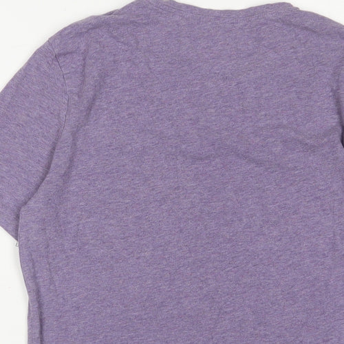 H&M Mens Purple Cotton T-Shirt Size M V-Neck