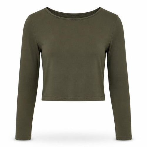 New Look Womens Green Cotton Cropped T-Shirt Size 8 Collared