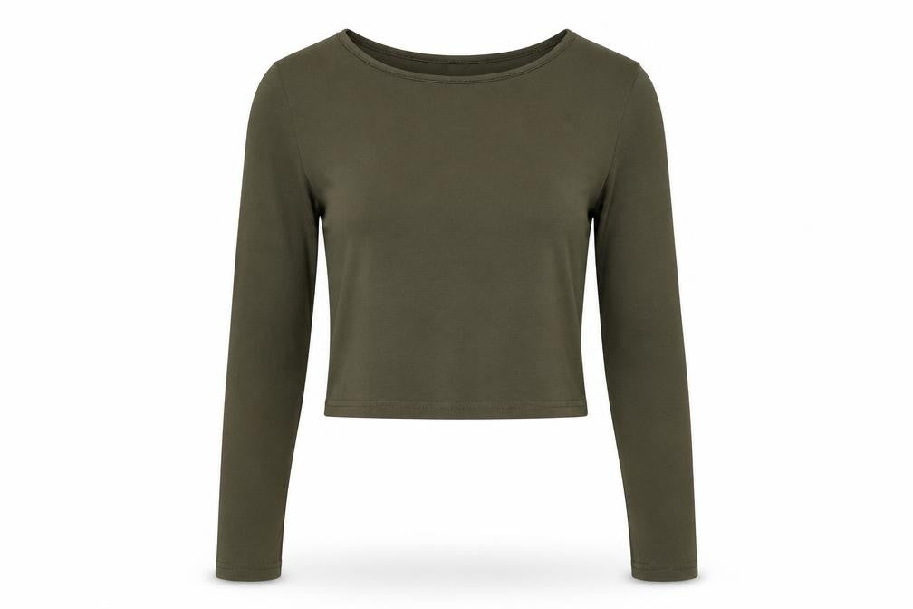 New Look Womens Green Cotton Cropped T-Shirt Size 8 Collared