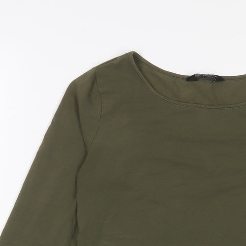 New Look Womens Green Cotton Cropped T-Shirt Size 8 Collared