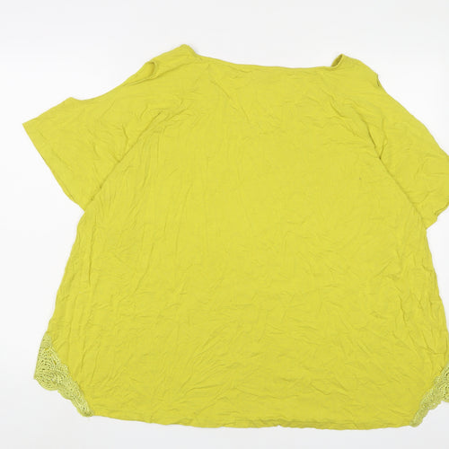 Together Womens Yellow Viscose Basic T-Shirt Size 3XL V-Neck - Cropped