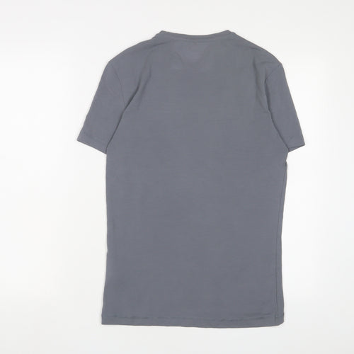 H&M Mens Grey Cotton T-Shirt Size S Crew Neck - Sawdust is man glitter