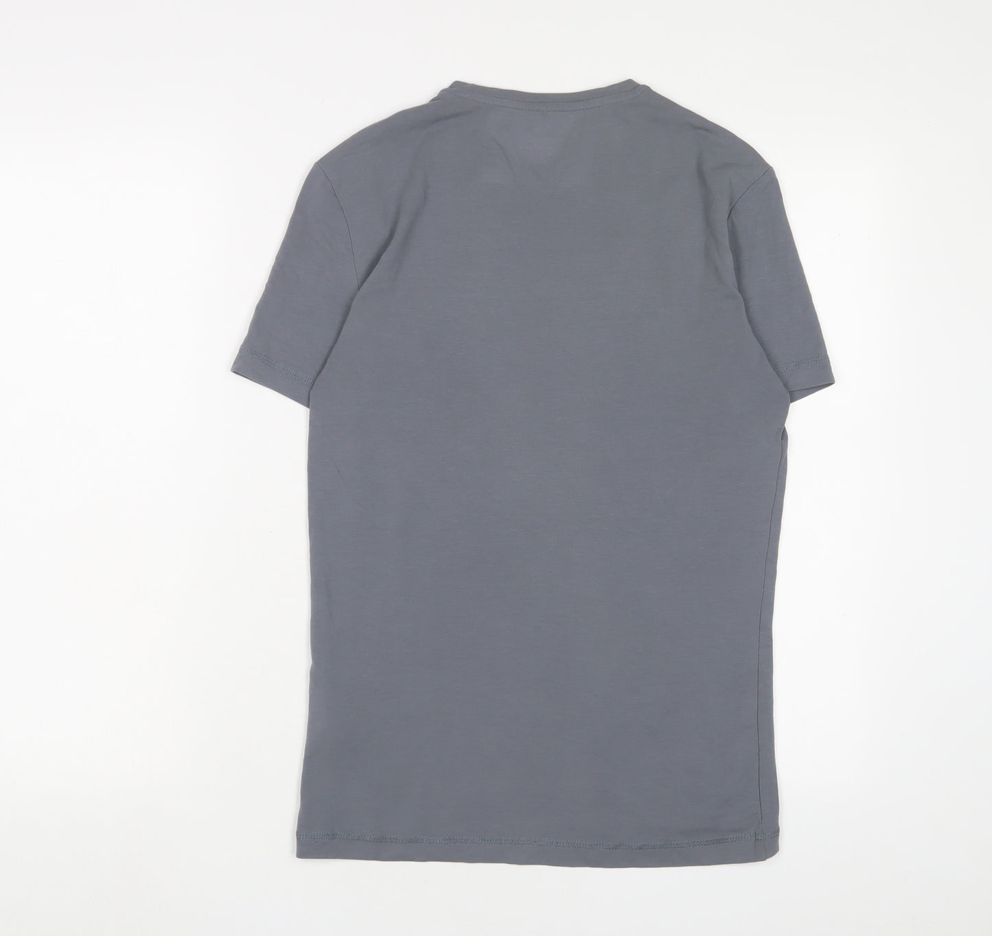 H&M Mens Grey Cotton T-Shirt Size S Crew Neck - Sawdust is man glitter