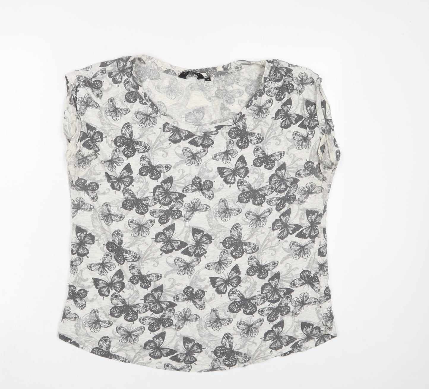 New Look Womens Red Geometric Cotton Basic T-Shirt Size 18 Crew Neck - Butterfies