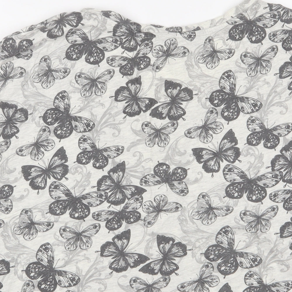 New Look Womens Red Geometric Cotton Basic T-Shirt Size 18 Crew Neck - Butterfies