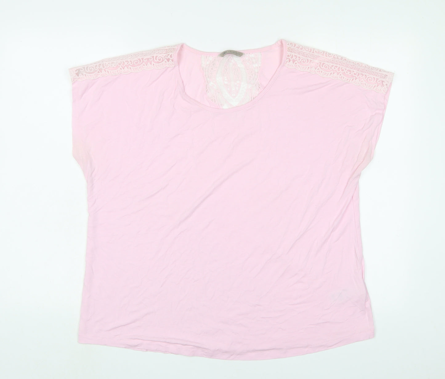 Marks and Spencer Womens Pink Viscose Basic T-Shirt Size 18 Scoop Neck
