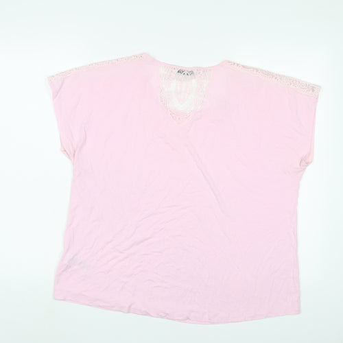 Marks and Spencer Womens Pink Viscose Basic T-Shirt Size 18 Scoop Neck