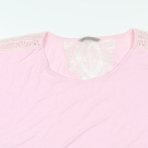 Marks and Spencer Womens Pink Viscose Basic T-Shirt Size 18 Scoop Neck