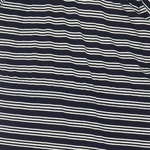 sundial Womens Blue Striped Polyester A-Line Size M Henley Button