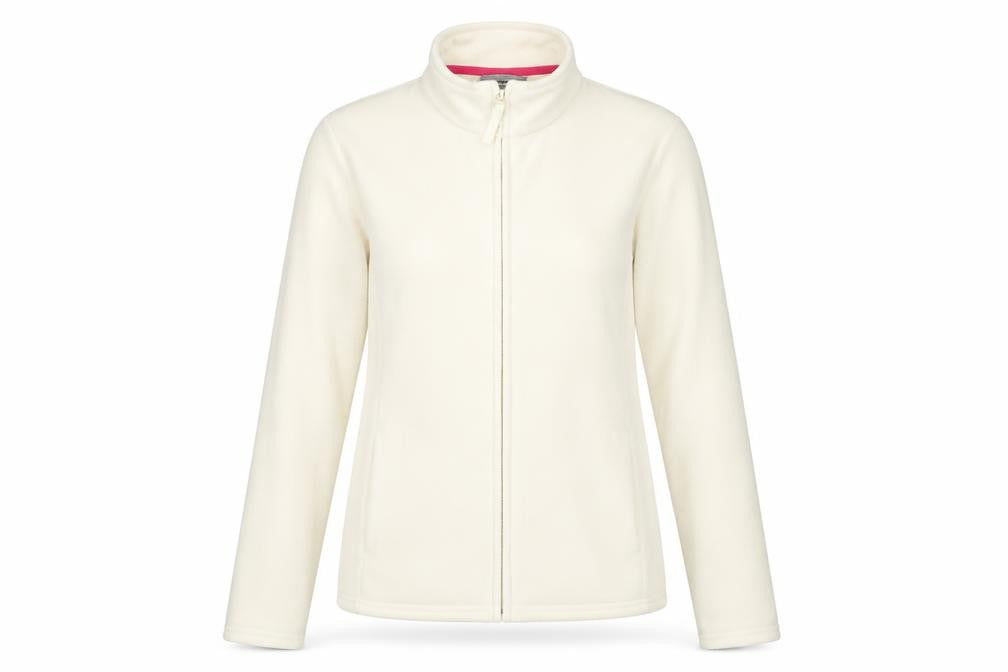 Front view of Marks & Spencer women’s white jacket, size UK 10, zip