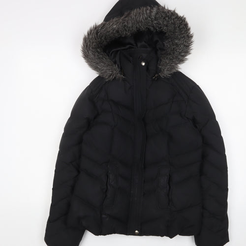 Per Una Womens Black Parka Coat Size S Zip