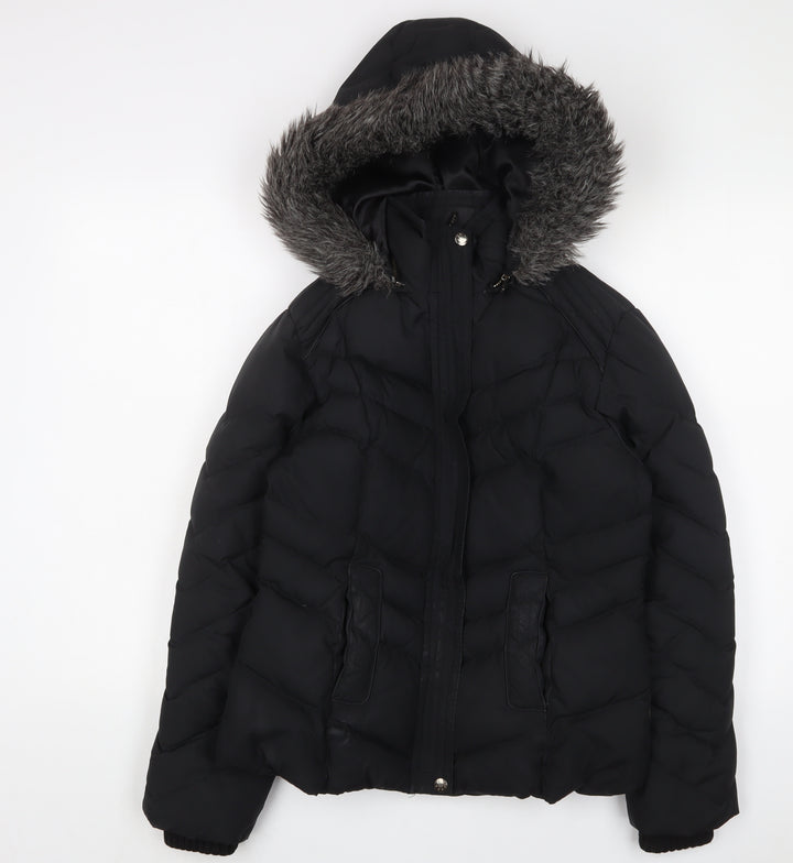 Per Una Womens Black Parka Coat Size S Zip