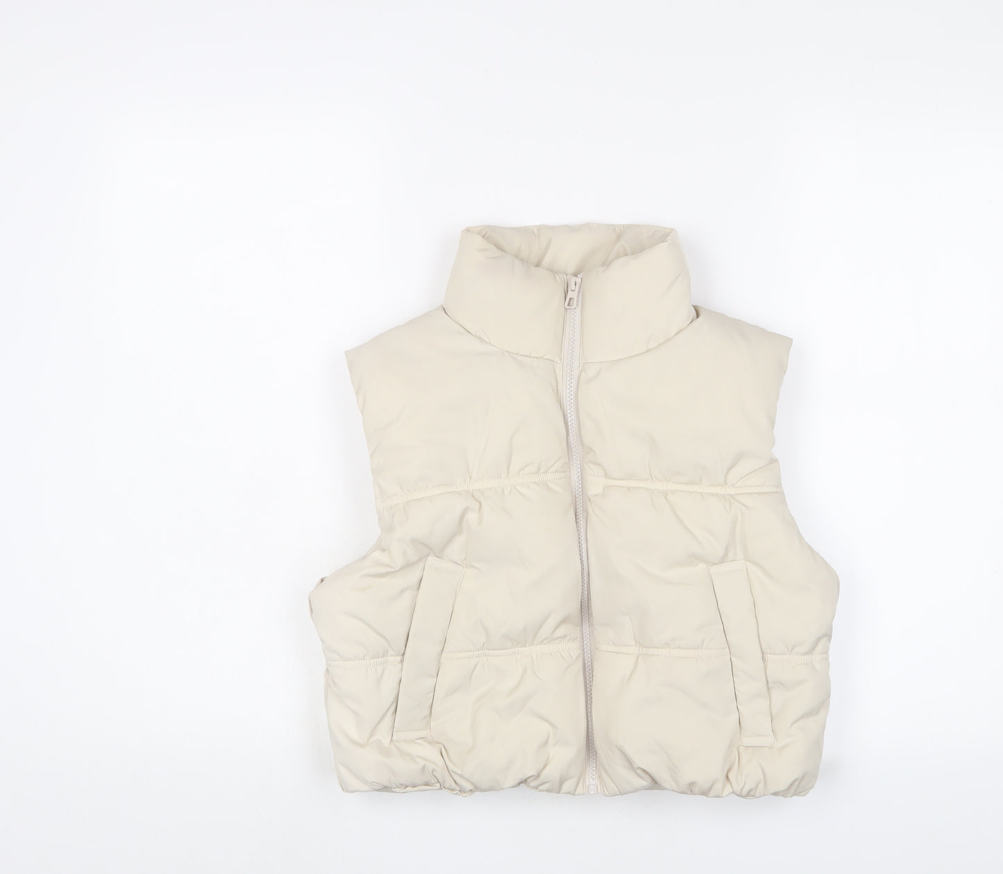 H&M Womens Beige Gilet Jacket Size S Zip