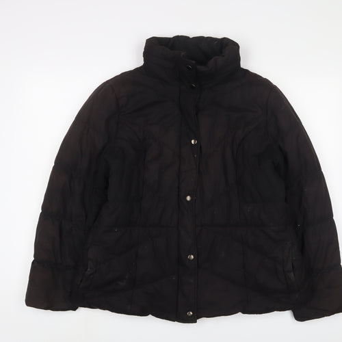 Marks and Spencer Womens Black Quilted Jacket Size L Zip