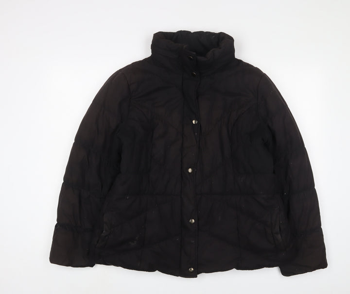 Marks and Spencer Womens Black Quilted Jacket Size L Zip