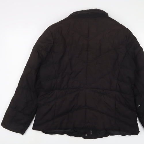 Marks and Spencer Womens Black Quilted Jacket Size L Zip