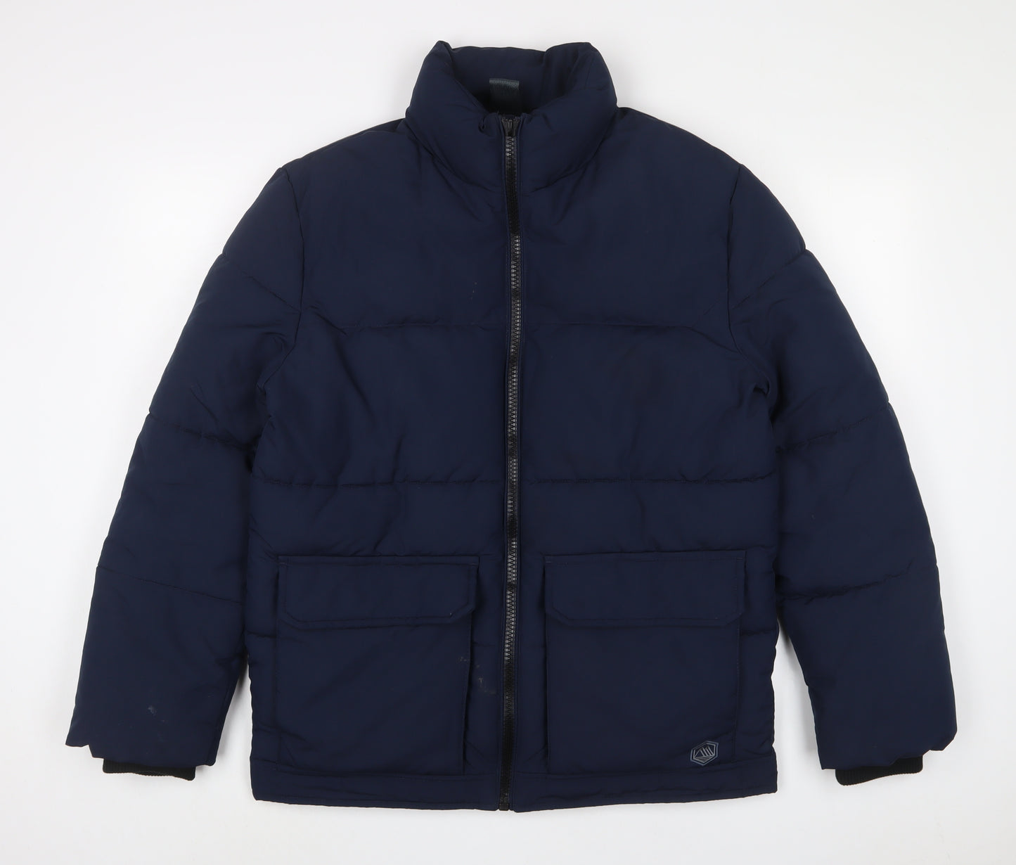 Marks and Spencer Mens Blue Quilted Coat Size M Zip