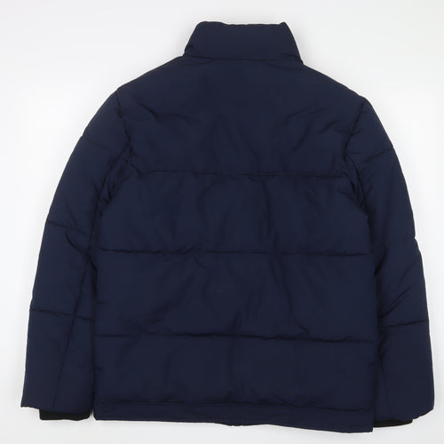 Marks and Spencer Mens Blue Quilted Coat Size M Zip