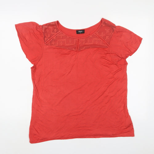 Klass Womens Orange Viscose Basic T-Shirt Size XL Boat Neck