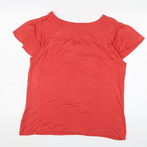 Klass Womens Orange Viscose Basic T-Shirt Size XL Boat Neck