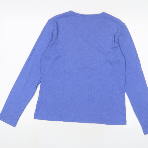 Dorothy Perkins Womens Blue Cotton Basic T-Shirt Size 12 V-Neck