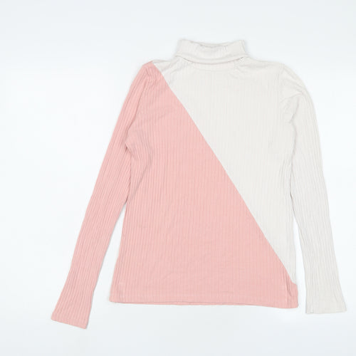 Select Womens Pink Viscose Basic T-Shirt Size 14 Roll Neck