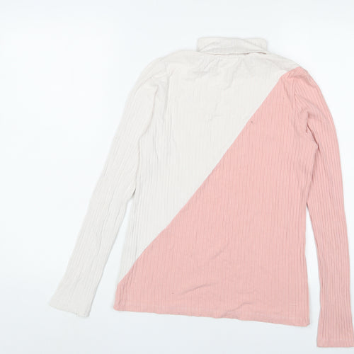 Select Womens Pink Viscose Basic T-Shirt Size 14 Roll Neck