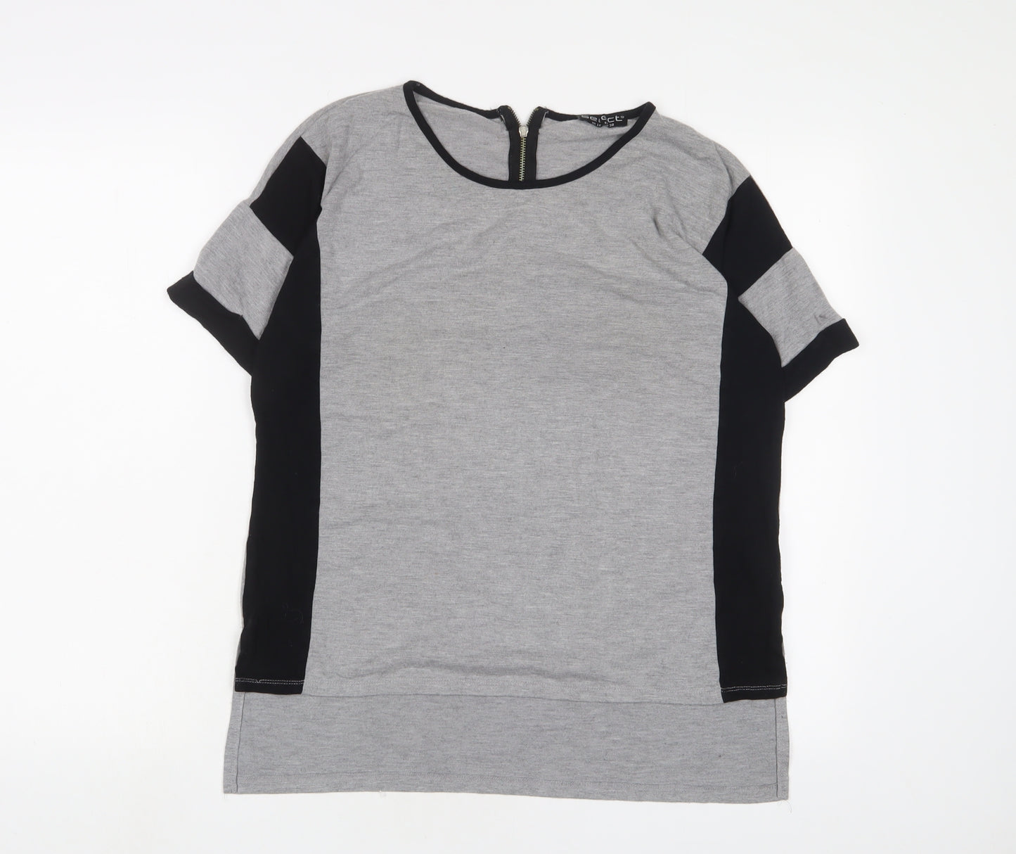 Select Womens Grey Polyester Basic T-Shirt Size 10 Crew Neck