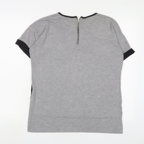 Select Womens Grey Polyester Basic T-Shirt Size 10 Crew Neck