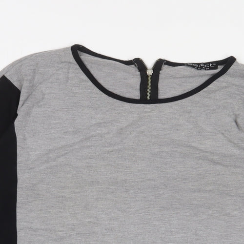 Select Womens Grey Polyester Basic T-Shirt Size 10 Crew Neck