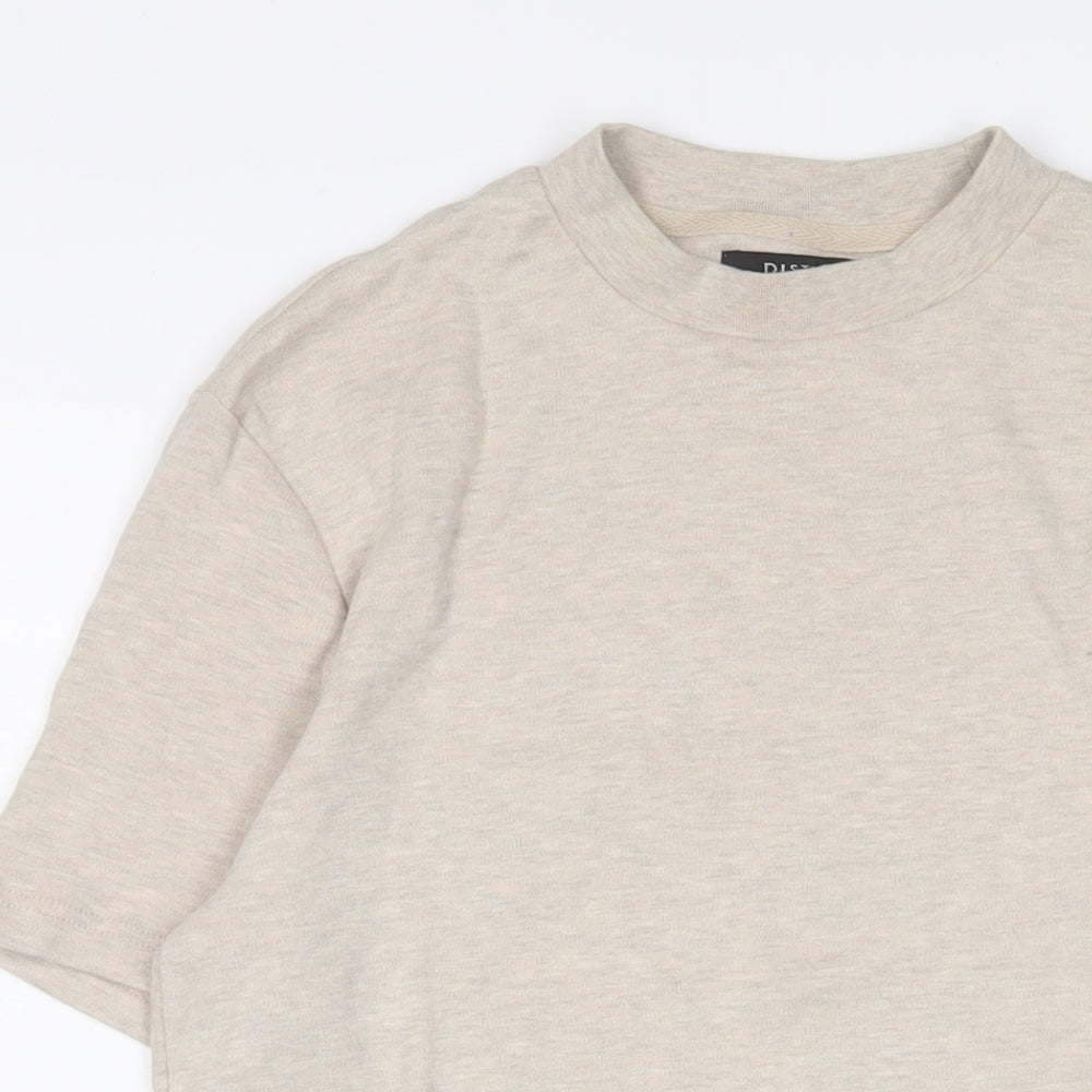 River Island Mens Beige Cotton T-Shirt Size S Crew Neck