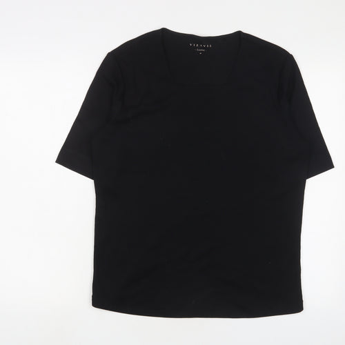 Viz a viz Womens Black Cotton Basic T-Shirt Size 16 Square Neck