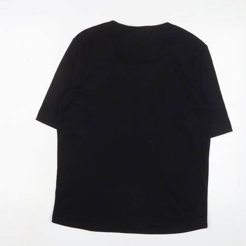 Viz a viz Womens Black Cotton Basic T-Shirt Size 16 Square Neck