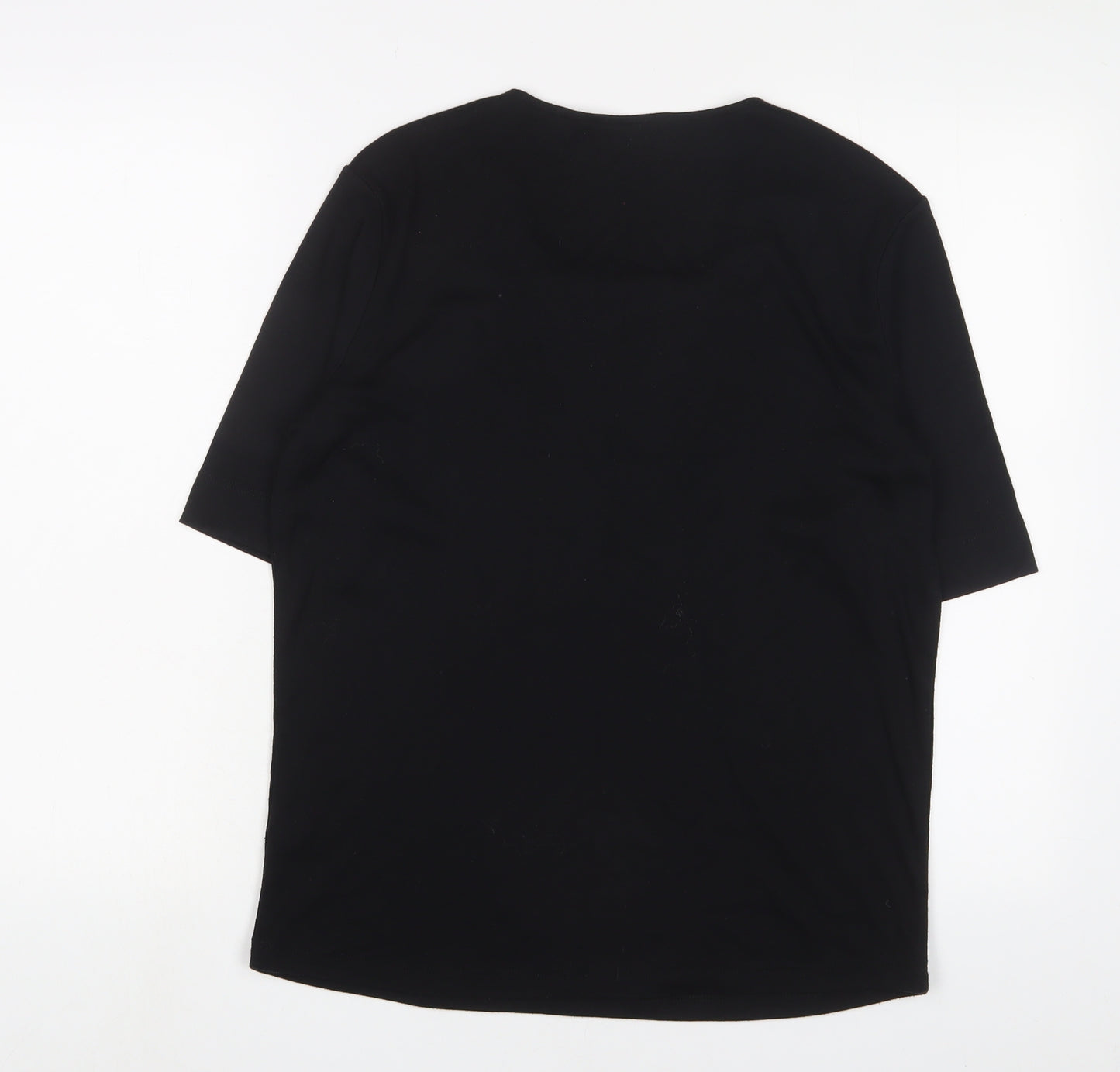 Viz a viz Womens Black Cotton Basic T-Shirt Size 16 Square Neck