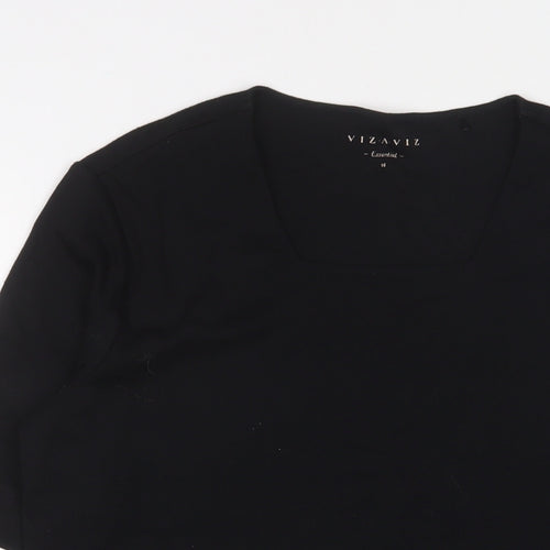 Viz a viz Womens Black Cotton Basic T-Shirt Size 16 Square Neck