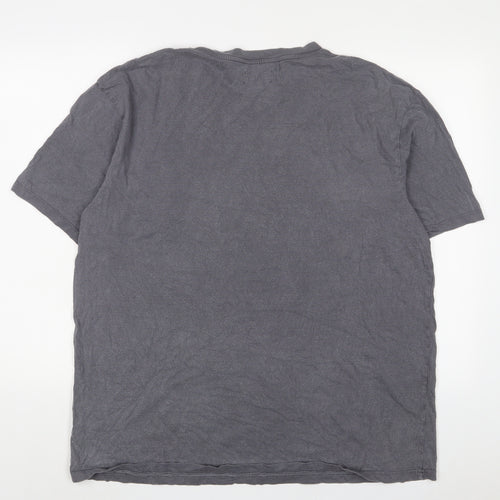 Topman Mens Grey Cotton T-Shirt Size L Crew Neck