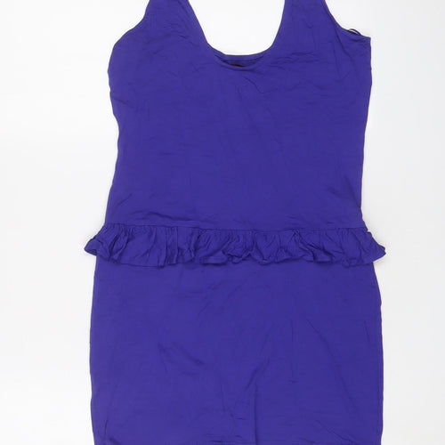 Miss Selfridge Womens Purple Cotton Bodycon Size 12 Scoop Neck Pullover