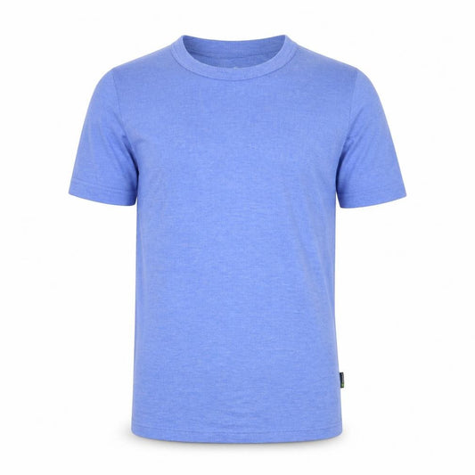 Front view of Beeswift men’s blue polyester t-shirt, size M, crew neck - thermal