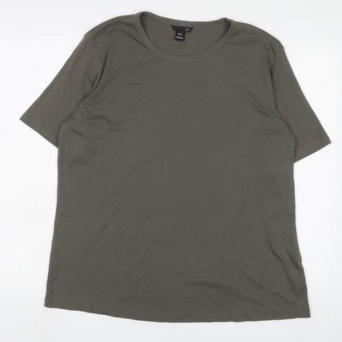 H&M Womens Green Cotton Basic T-Shirt Size 2XL Crew Neck